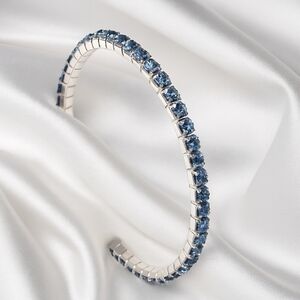 Sapphire Blue Stones Stretchy Bracelet — Silver Elegant  Women's Fashion Jewelry